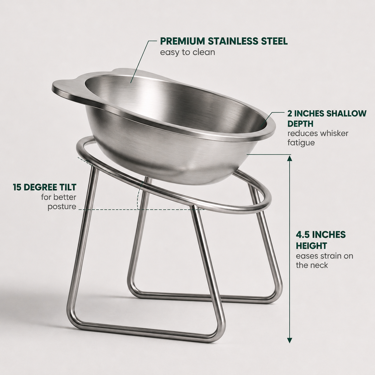 PetRoot™ Orthopedic Stainless Steel Cat Bowl