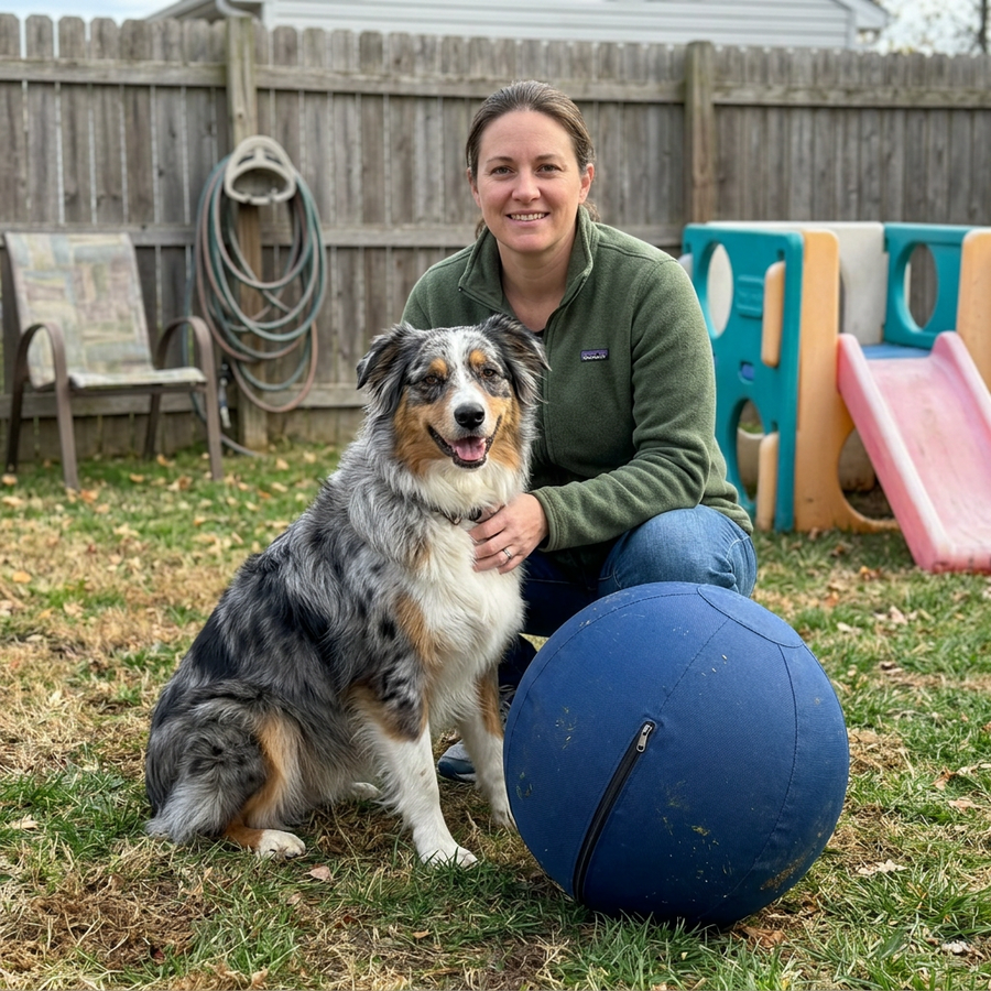 Jennifer M. with the PetRoot Indestructible Herding Ball.