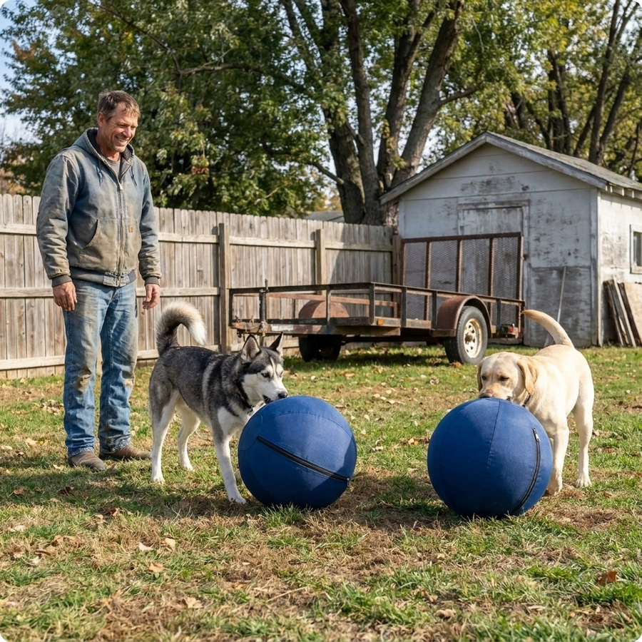 Chris B. with the PetRoot Indestructible Herding Ball.