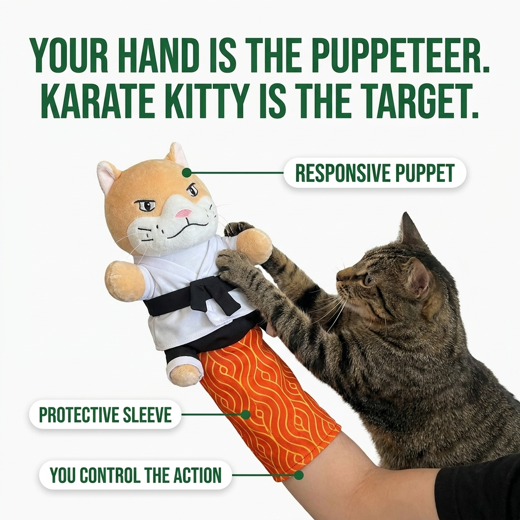 Comparison of a wand, kicker toy and interactive Karate Kitty play.