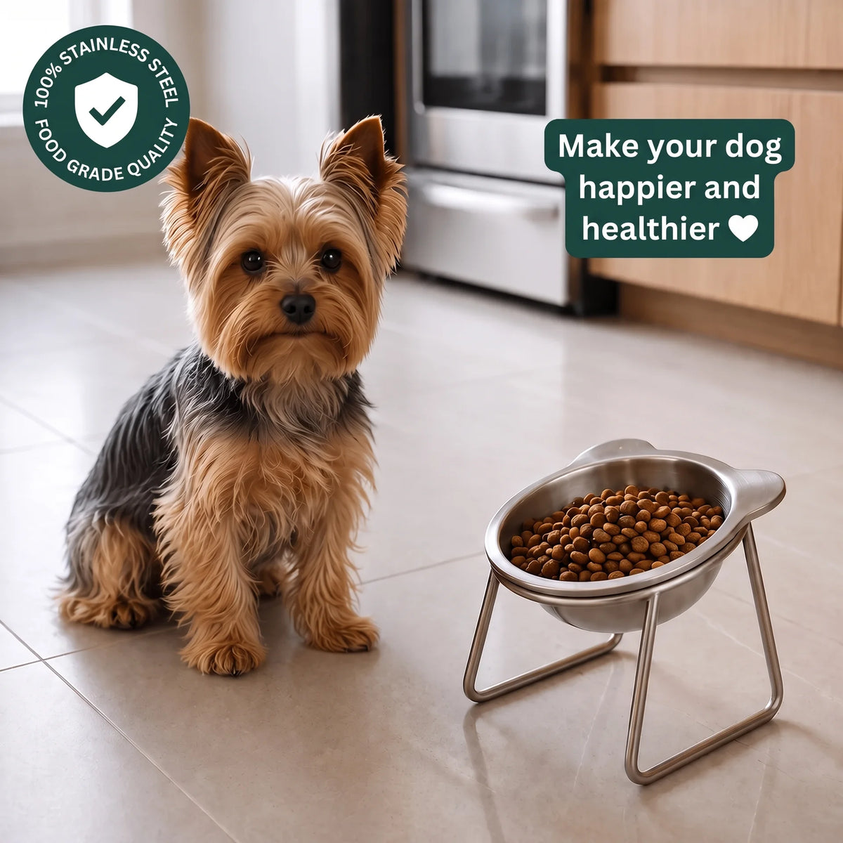PetRoot™ Orthopedic Stainless Steel Bowl for Small Dogs